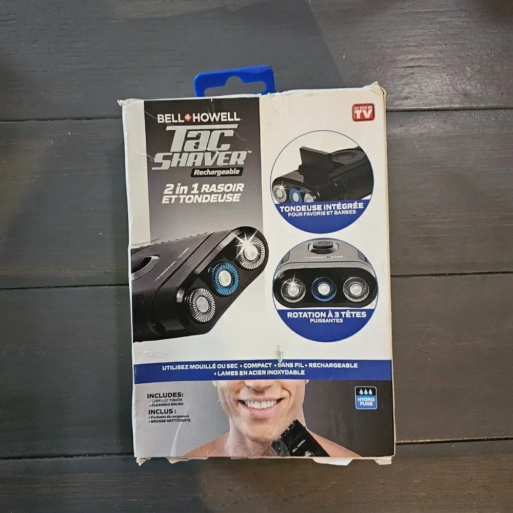 Bell + Howell Black 2 In 1 Compact Rechargeable Tac Shaver & Trimmer